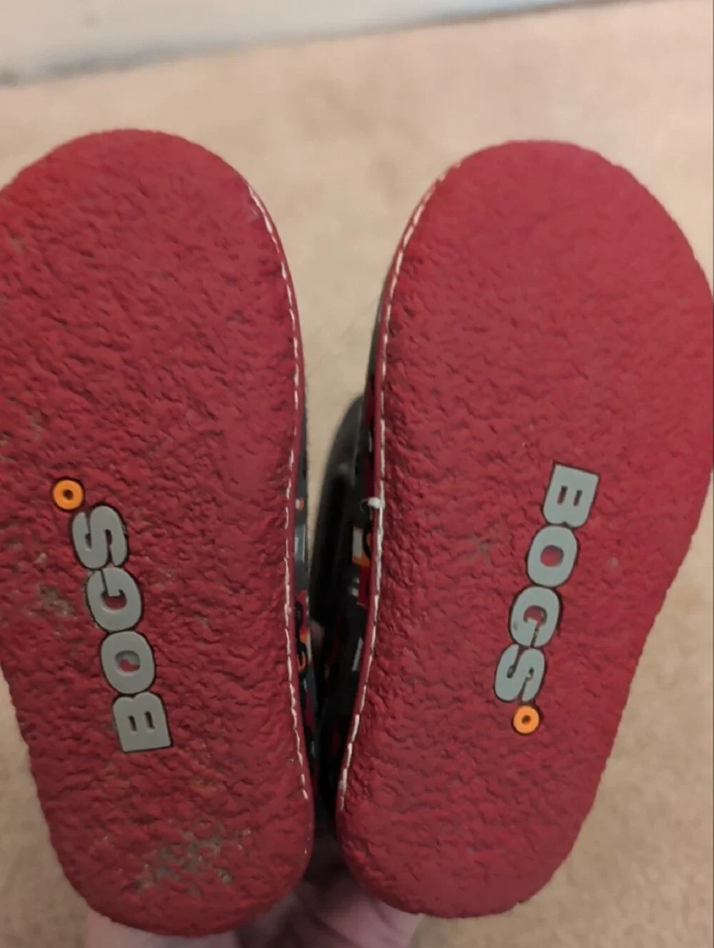 Bogs Kids Black & Red Tractor Pattern Waterproof Boots